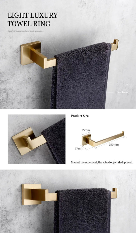 304 Stainless Steel Bathroom Set – Towel Rack Shelf Holders Brush - Towel Racks IN UKBathroomLux