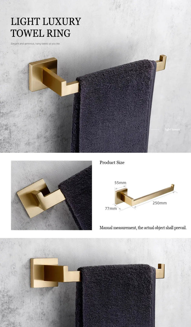 304 Stainless Steel Bathroom Set – Towel Rack Shelf Holders Brush - Towel Racks IN UKBathroomLux