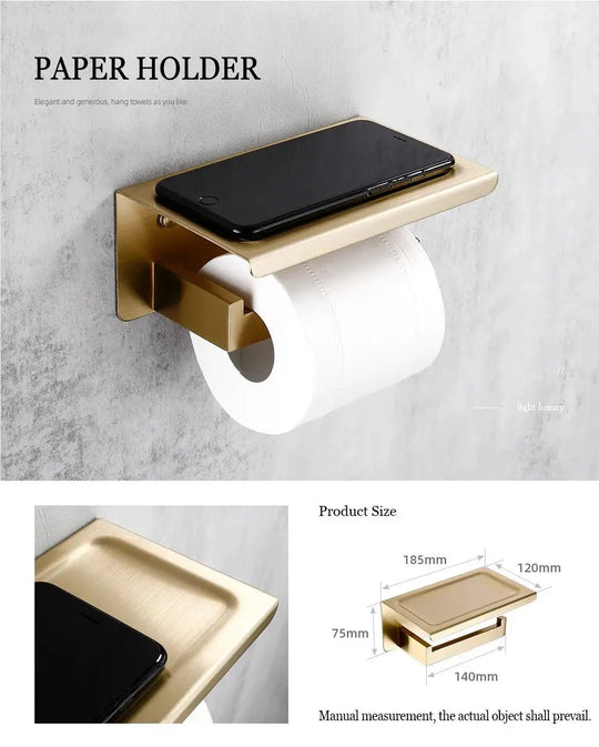 304 Stainless Steel Bathroom Set – Towel Rack Shelf Holders Brush - Towel Racks IN UKBathroomLux