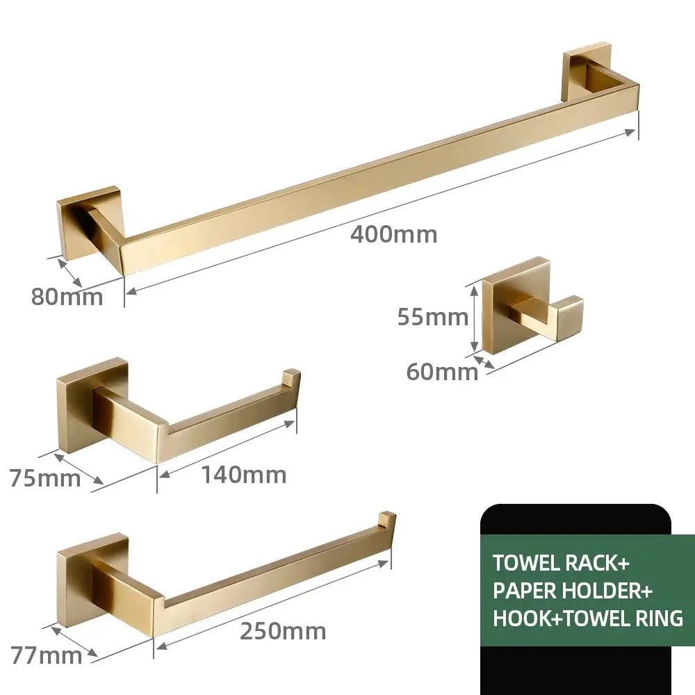 304 Stainless Steel Bathroom Set – Towel Rack Shelf Holders Brush - Towel Racks IN UKBathroomLux
