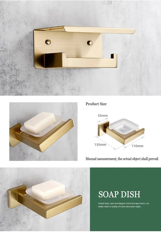 304 Stainless Steel Bathroom Set – Towel Rack Shelf Holders Brush - Towel Racks IN UKBathroomLux