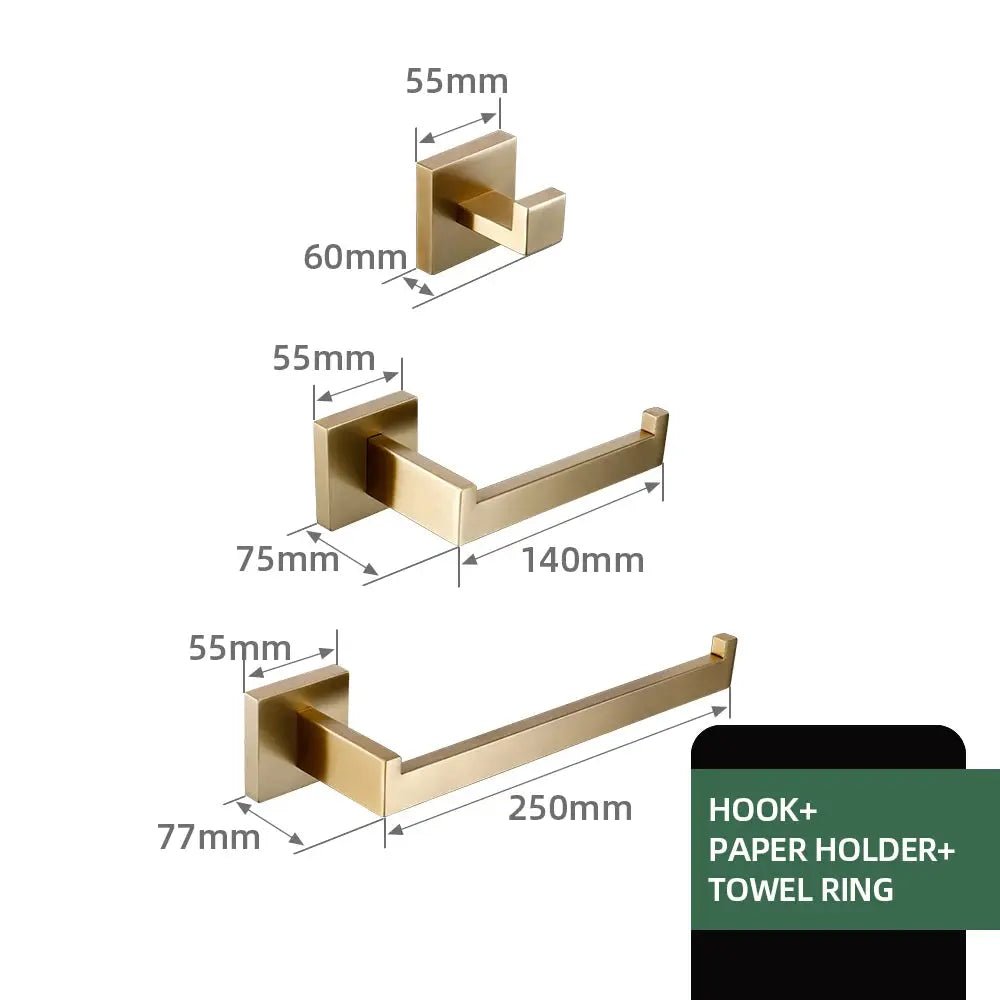 304 Stainless Steel Bathroom Set – Towel Rack Shelf Holders Brush - Towel Racks IN UKBathroomLux