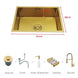 600mm Stainless Steel Kitchen Sink Rectangular Bowl In Gold - kitchen sinkBathroomLux