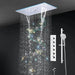 600x300mm LED Music Ceiling Shower Head Rainfall Thermostatic In Chrome - Thermostatic Rainfall Shower SystemBathroomLux