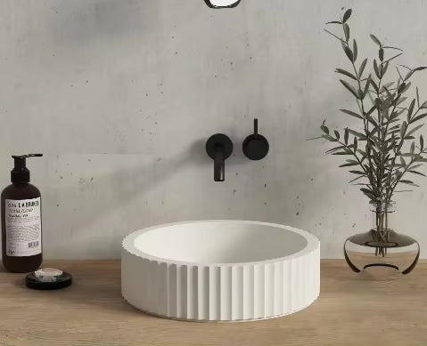 White Artificial Stone Washbasin – Sleek Solid Surface Basin for Contemporary Bathrooms BathroomLux