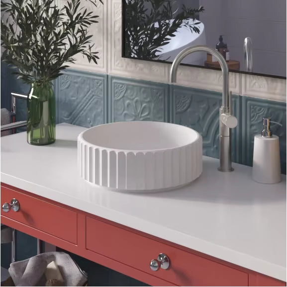 White Artificial Stone Washbasin – Sleek Solid Surface Basin for Contemporary Bathrooms BathroomLux