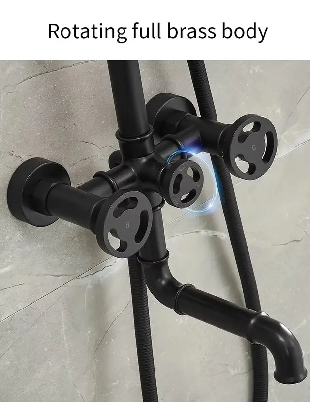 Rainfall Shower System with Handheld – Wall-Mounted Solid Brass