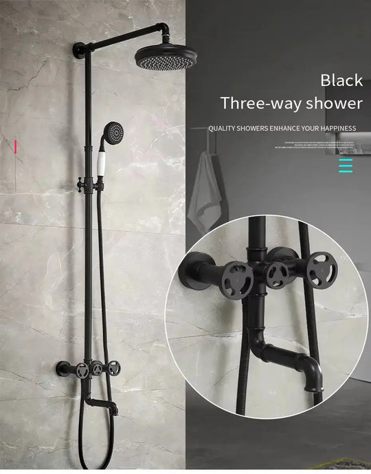 Rainfall Shower System with Handheld – Wall-Mounted Solid Brass