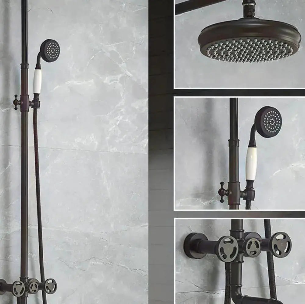 Rainfall Shower System with Handheld – Wall-Mounted Solid Brass