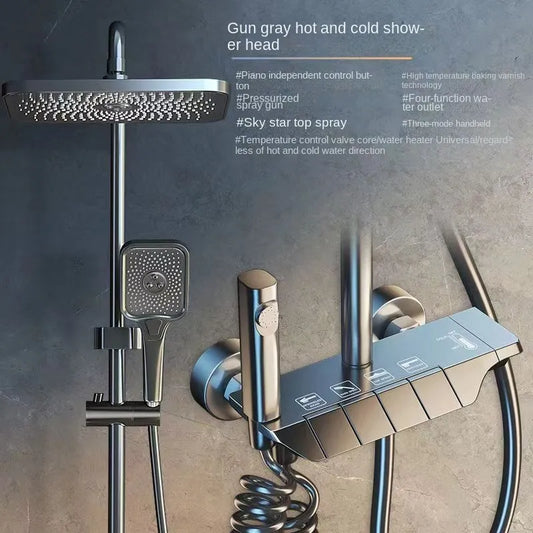 Intelligence Gun Grey System Intelligent Bathroom Digital Display Shower Faucet Set