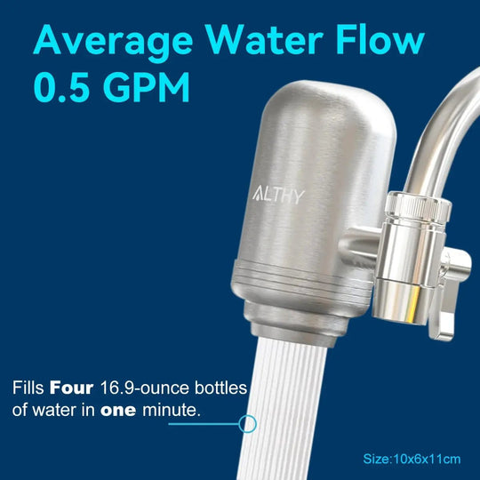 ALTHY Extension Stainless Steel Faucet Tap Water Filter Purifier System - Kitcen faucetBathroomLux