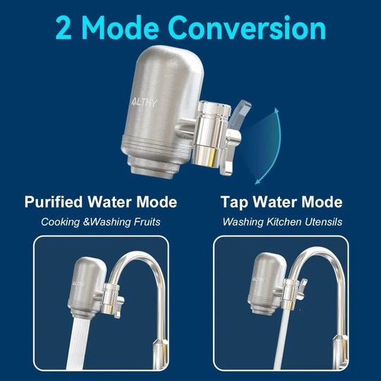 ALTHY Extension Stainless Steel Faucet Tap Water Filter Purifier System - Kitcen faucetBathroomLux
