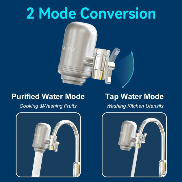 ALTHY Extension Stainless Steel Faucet Tap Water Filter Purifier System - Kitcen faucetBathroomLux