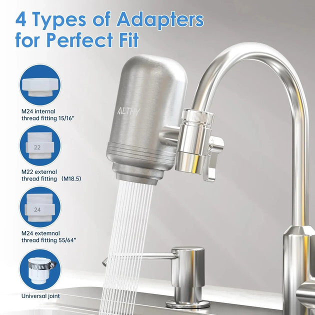 ALTHY Stainless Steel Faucet Water Filter - Kitchen faucet filterBathroomLux