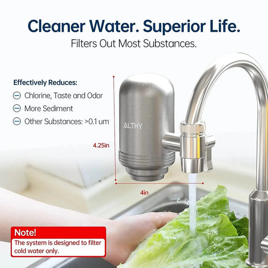 ALTHY Stainless Steel Faucet Water Filter - Kitchen faucet filterBathroomLux