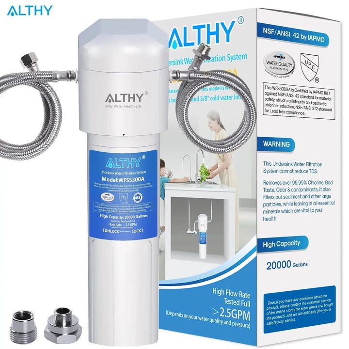 ALTHY Under Sink Drinking Water Filter Purifier - NSF/ANSI Certified Direct Connect Under Counter Drink Water Filtration System - Kitchen faucetBathroomLux