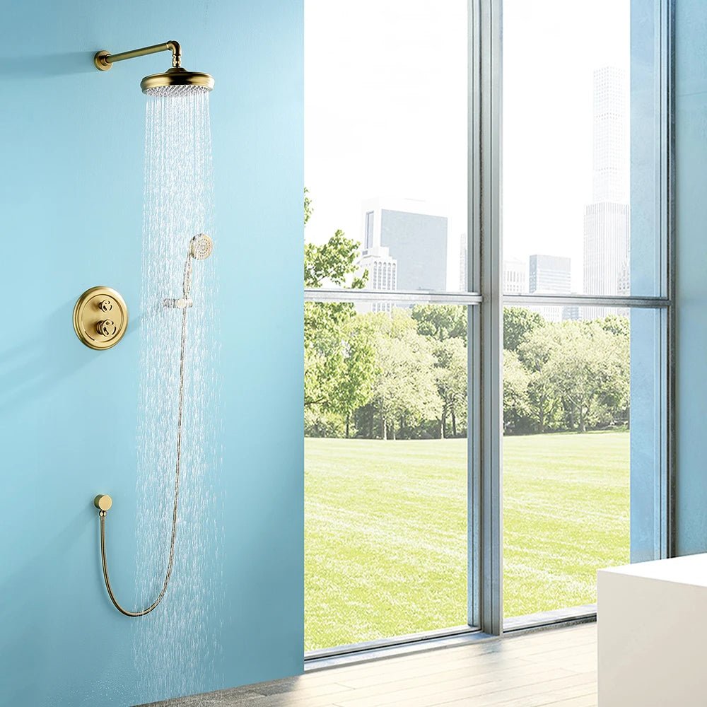 Antique Bathroom Shower Faucet - Concealed Dual Handles Rainfall Shower System - Bathroom FaucetBathroomLux