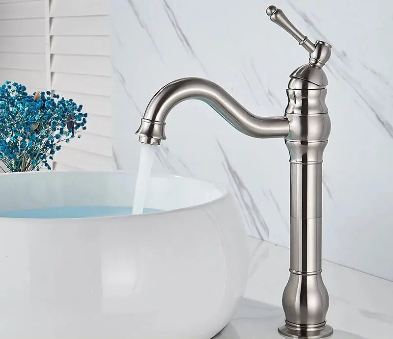 Antique Brass Basin Bathroom faucet Deck Mounted Single Handle Hot & Cold Mixer Tap - Antique Bathroom FaucetBathroomLux