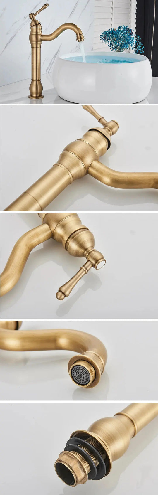 Antique Brass Basin Bathroom faucet Deck Mounted Single Handle Hot & Cold Mixer Tap - Antique Bathroom FaucetBathroomLux
