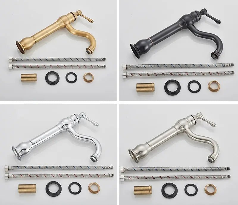 Antique Brass Basin Bathroom faucet Deck Mounted Single Handle Hot & Cold Mixer Tap - Antique Bathroom FaucetBathroomLux