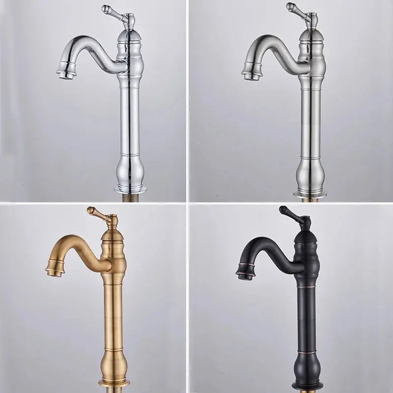 Antique Brass Basin Bathroom faucet Deck Mounted Single Handle Hot & Cold Mixer Tap - Antique Bathroom FaucetBathroomLux