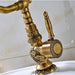 Antique Brass Basin Bathroom faucet Flower Carved Long Spout 360 Rotation Mixer Tap - Antique Brass Basin Bathroom faucetBathroomLux