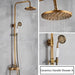 Antique Brass Rainfall Shower Set Wall - Mounted Mixer With Handshower - bathroom, showers, thermostaticBathroomLux