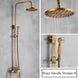 Antique Brass Rainfall Shower Set Wall - Mounted Mixer With Handshower - bathroom, showers, thermostaticBathroomLux