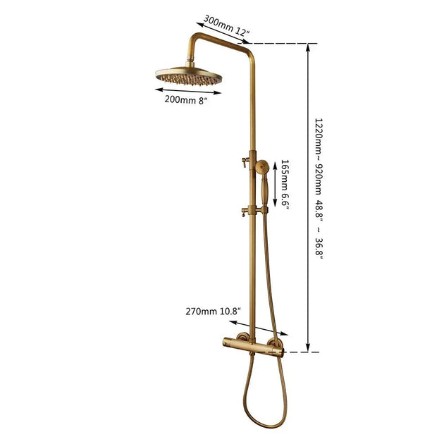 Antique Brass Thermostatic Rainfall Shower Set with Mixer Tap - Shower ColumnsBathroomLux