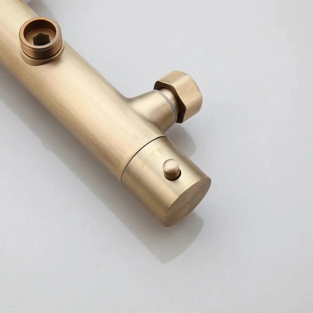 Antique Brass Thermostatic Rainfall Shower Set with Mixer Tap - Shower ColumnsBathroomLux