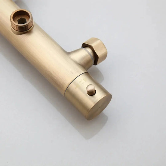 Antique Brass Thermostatic Rainfall Shower Set with Mixer Tap - Shower ColumnsBathroomLux