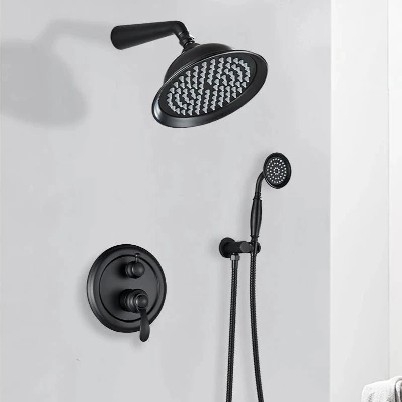 Antique Concealed Rainfall Shower System with Handheld Spray - Bathroom FaucetBathroomLux