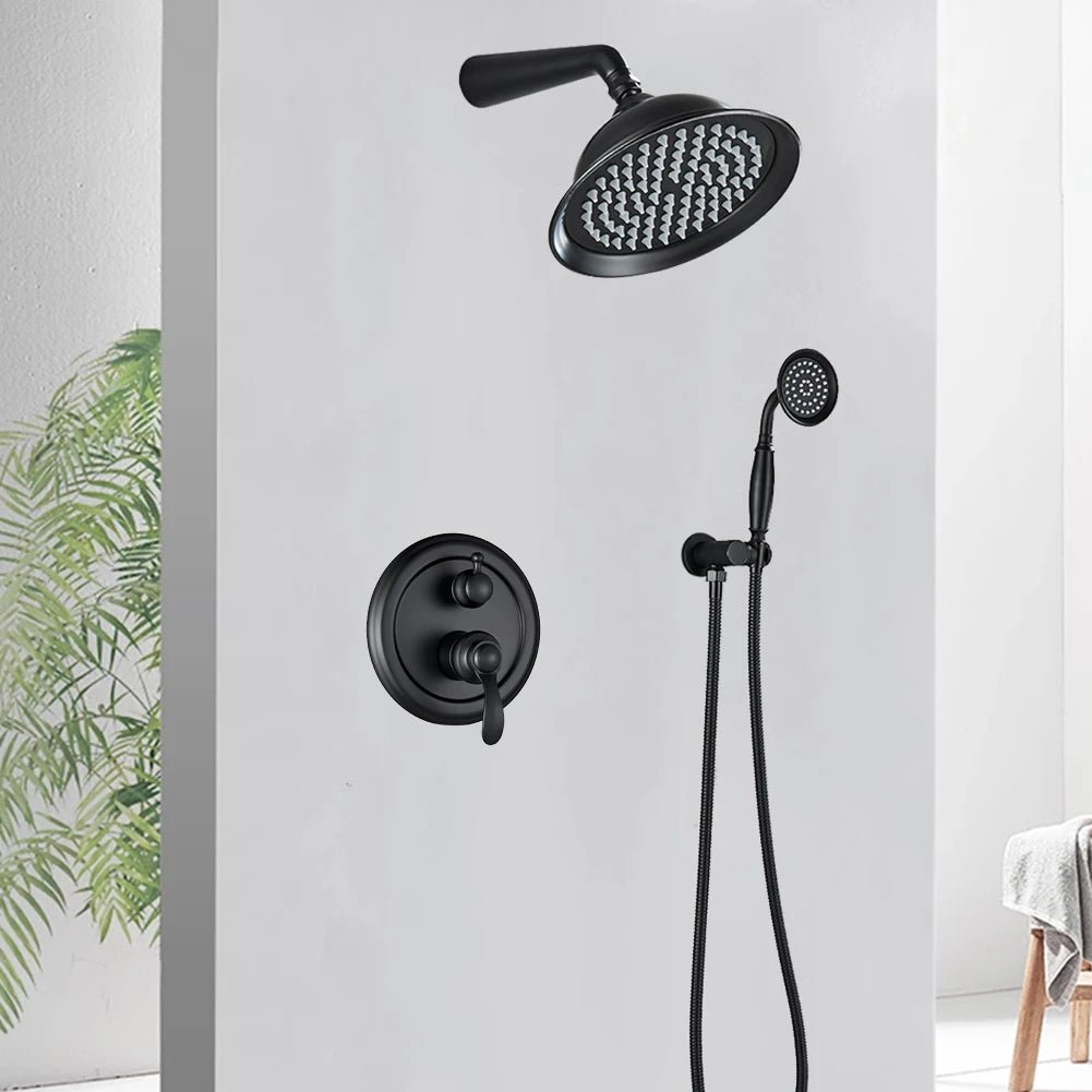 Antique Concealed Rainfall Shower System with Handheld Spray - Bathroom FaucetBathroomLux