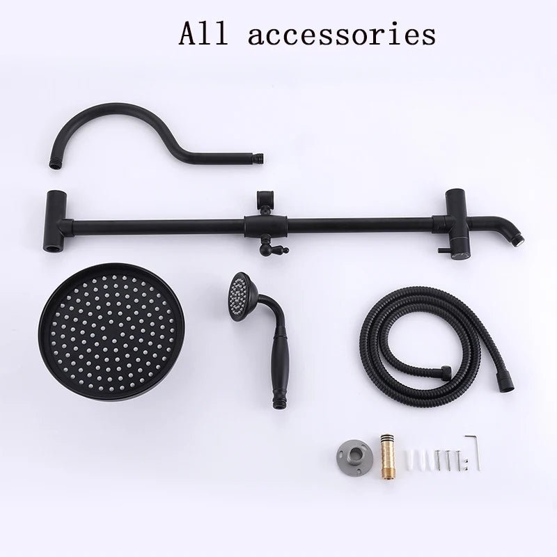 Antique shower faucet set matte black - 1 handle - 5 years Warranty - Bathroom FaucetBathroomLux