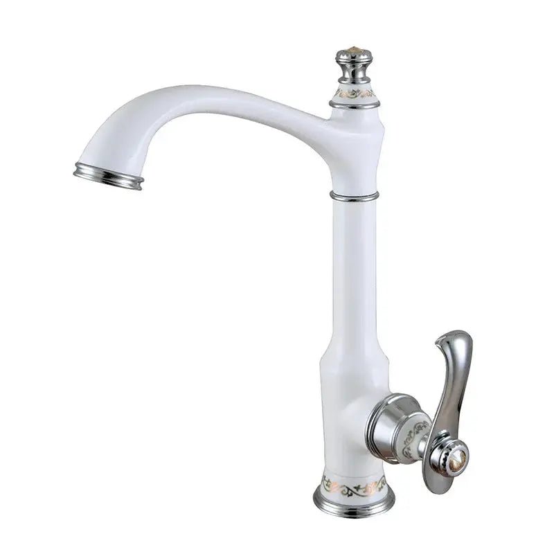 Antique Style Brass Sink Mixer – Gold & Brown Deck - Mounted Hot/Cold Faucet - Kitchen Sink FaucetsBathroomLux