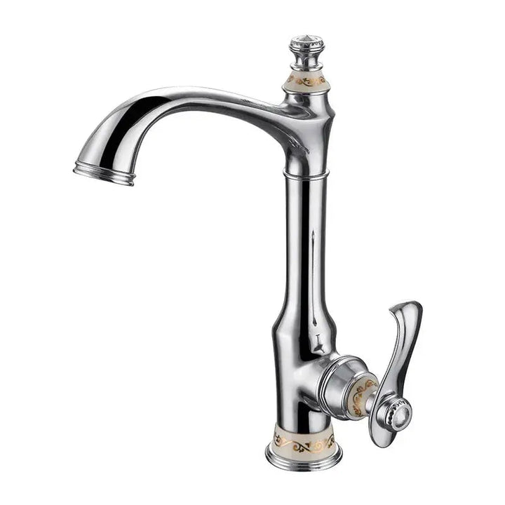 Antique Style Brass Sink Mixer – Gold & Brown Deck - Mounted Hot/Cold Faucet - Kitchen Sink FaucetsBathroomLux