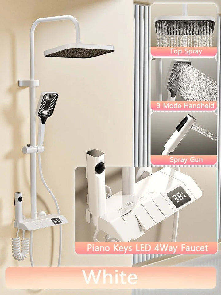 Aqua Flow - Digital 4 Way Led Shower Set - digital showerBathroomLux