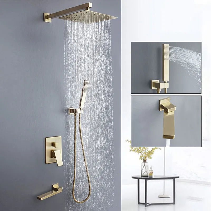 Aqua Symphony Luxury Shower Set - Gold - bathroom, showers, thermostaticBathroomLux