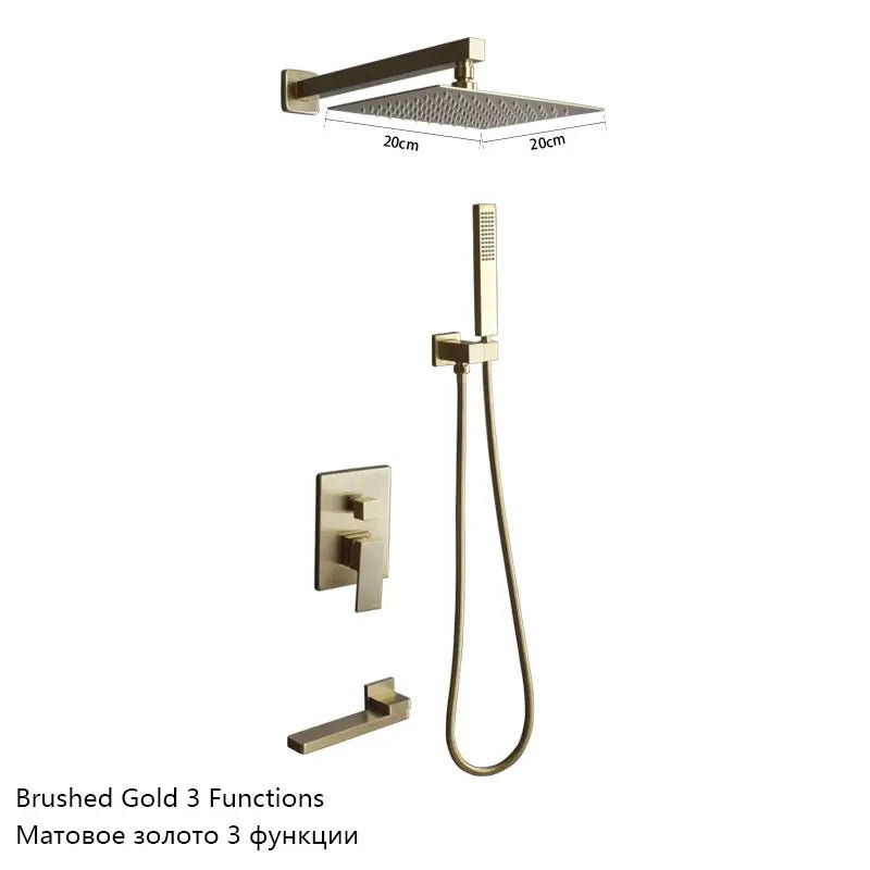 Aqua Symphony Luxury Shower Set - Gold - bathroom, showers, thermostaticBathroomLux