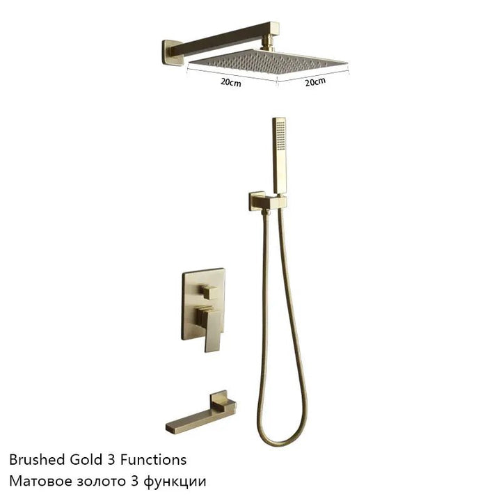 Aqua Symphony Luxury Shower Set - Gold - bathroom, showers, thermostaticBathroomLux