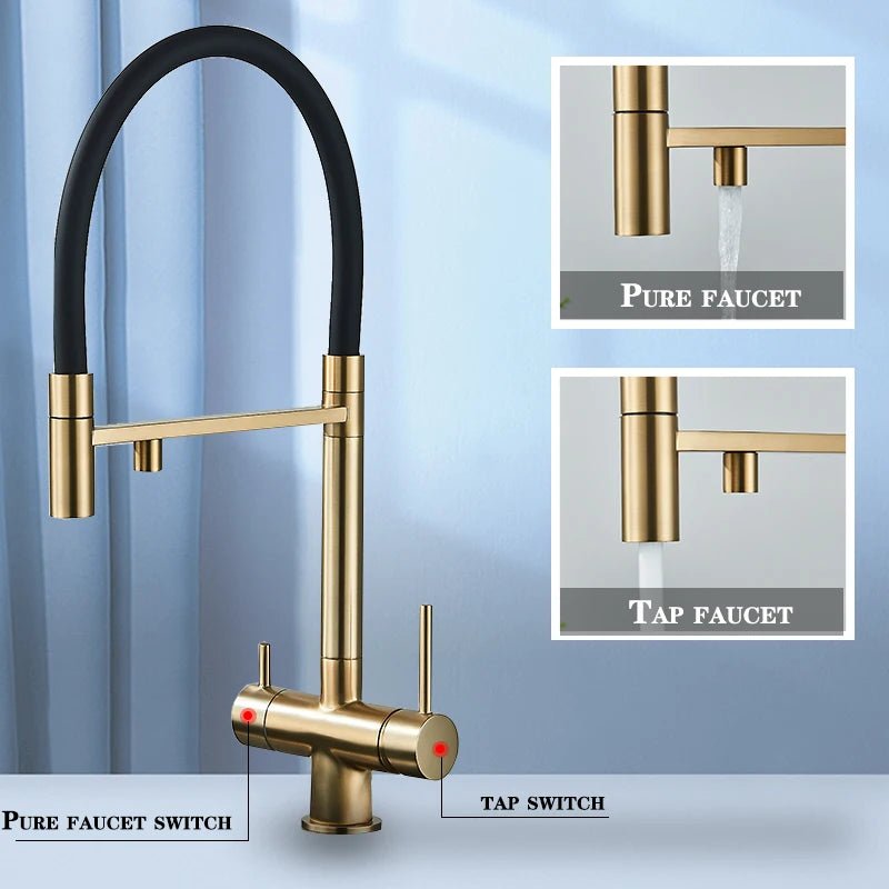 Aqua Viva Kitchen Faucet - Dual Spout Water Filter - Purification System - Kitcen faucetBathroomLux