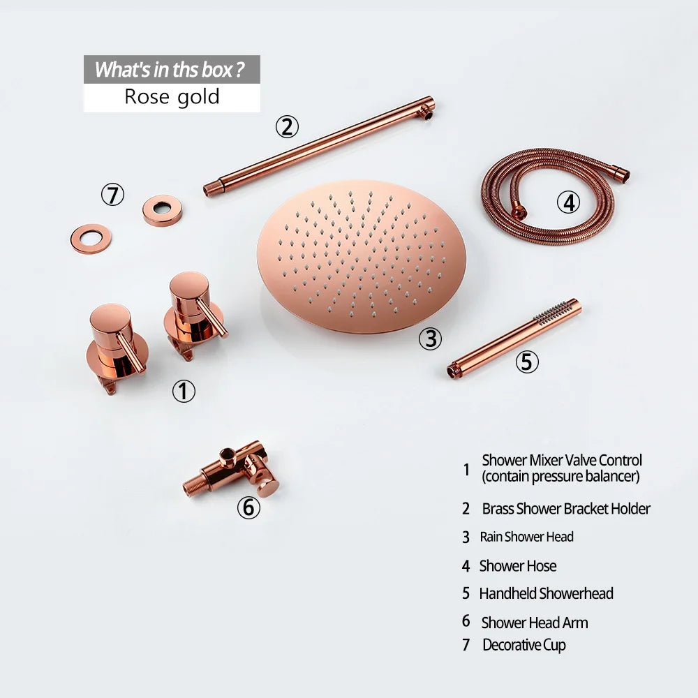 Aqua Wave Rainfall Shower Set - Rose Gold Wall Mounted - 10 years Warranty - bathroom, showers, thermostaticBathroomLux