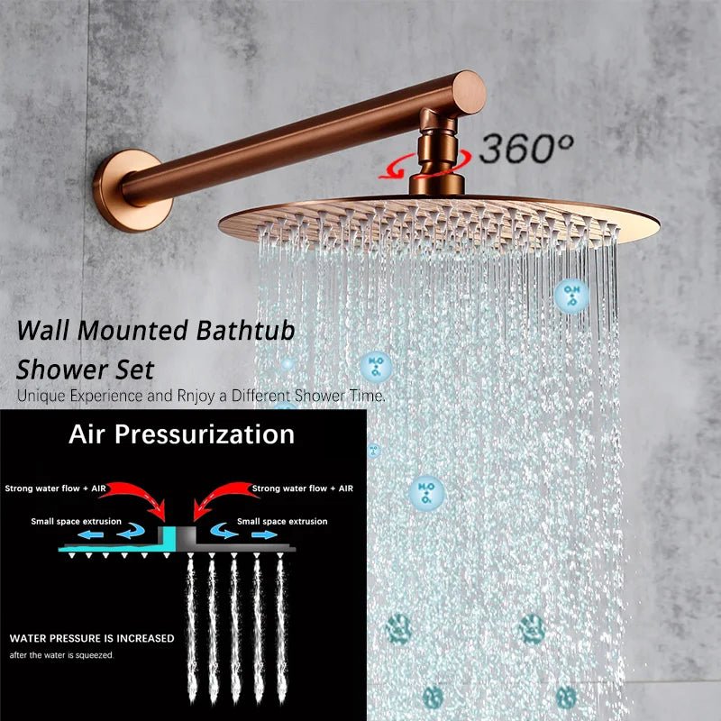 Aqua Wave Rainfall Shower Set - Rose Gold Wall Mounted - 10 years Warranty - bathroom, showers, thermostaticBathroomLux