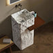 Artificial Stone Pedestal Sink – Square White Marble Pattern Basin with Integrated Shelf - Pedestal SinksBathroomLux