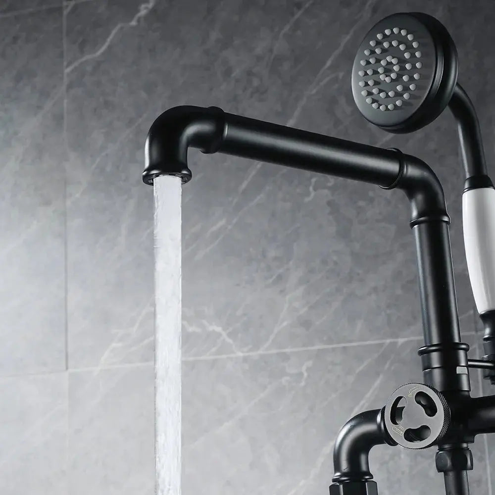 Aura Floor Mounted Freestanding Bath Shower Mixer - 5 years Warranty - Bathroom FaucetBathroomLux