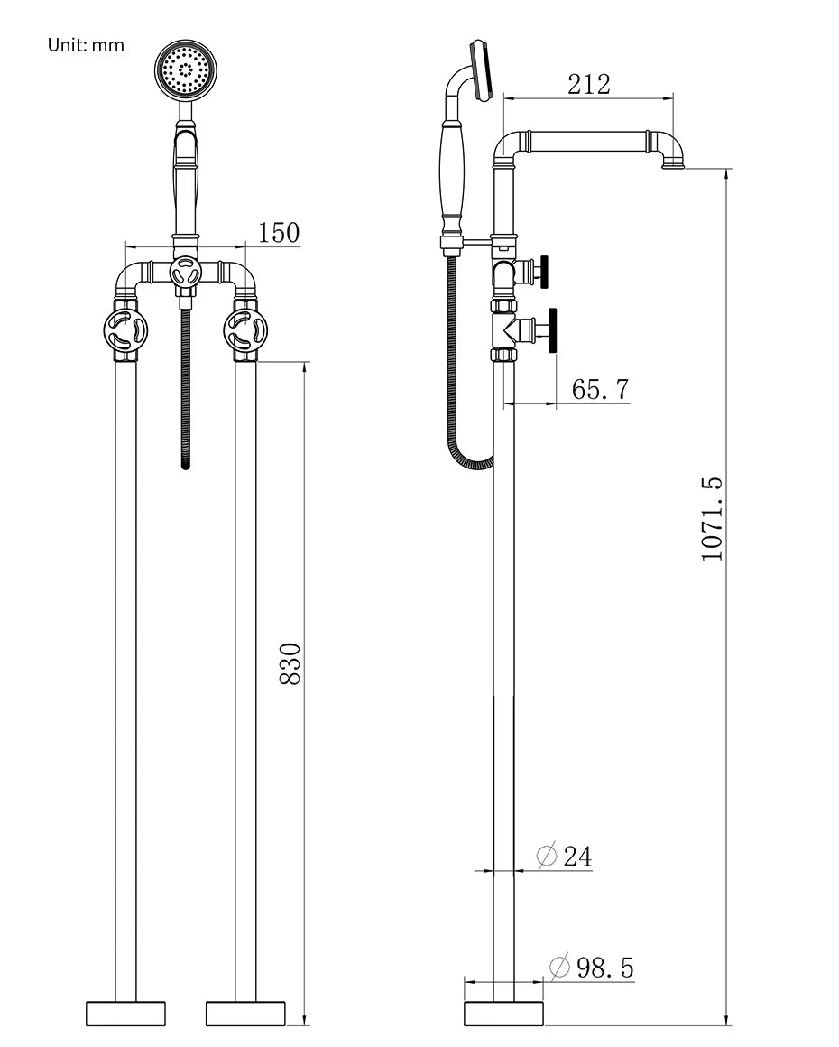 Aura Floor Mounted Freestanding Bath Shower Mixer - 5 years Warranty - Bathroom FaucetBathroomLux