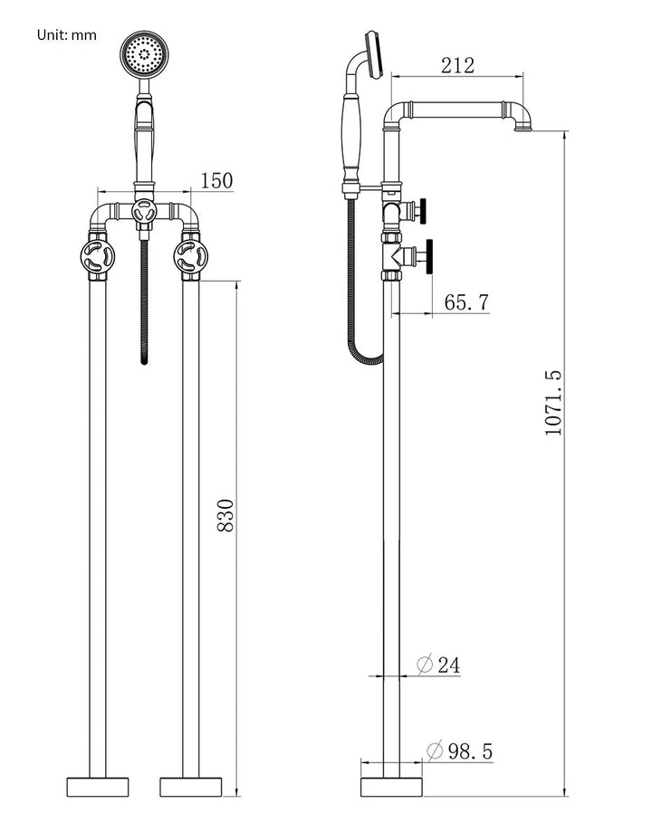 Aura Floor Mounted Freestanding Bath Shower Mixer - 5 years Warranty - Bathroom FaucetBathroomLux