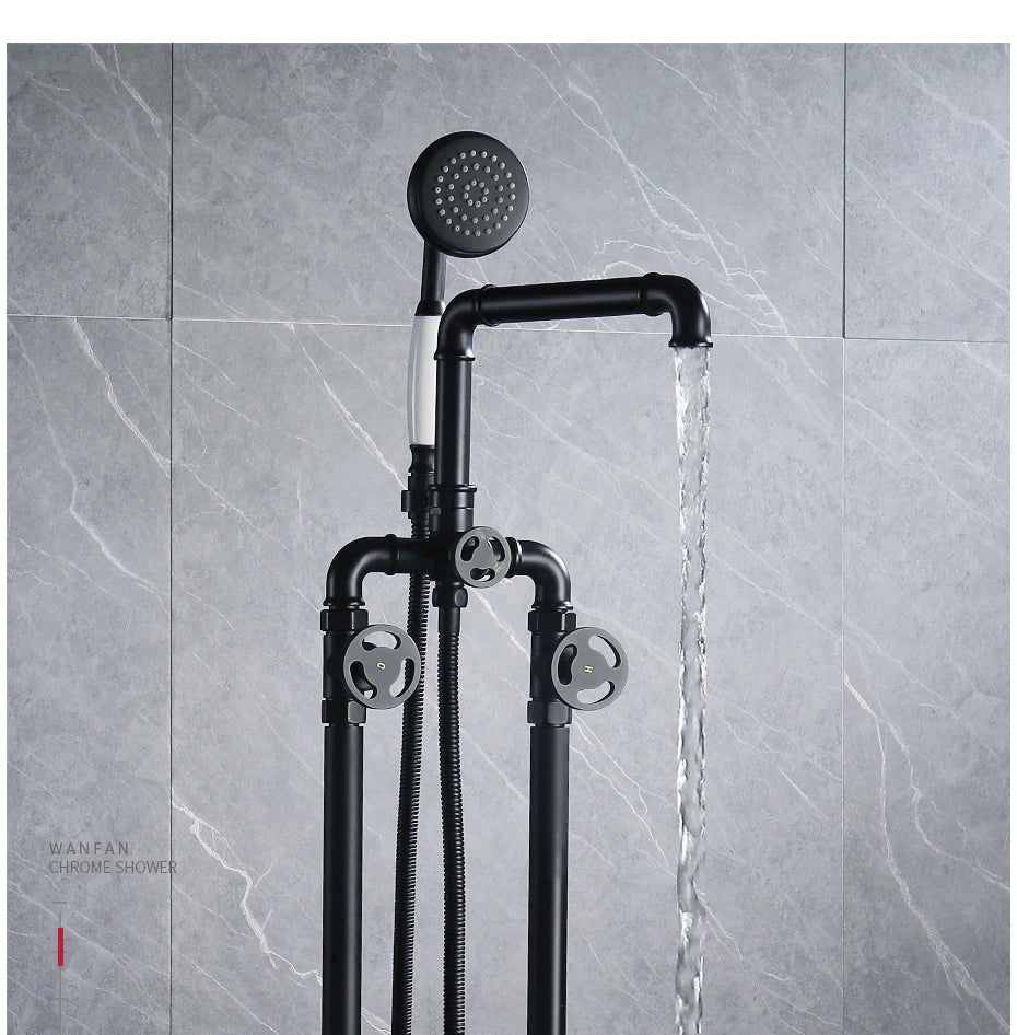 Aura Floor Mounted Freestanding Bath Shower Mixer - 5 years Warranty - Bathroom FaucetBathroomLux