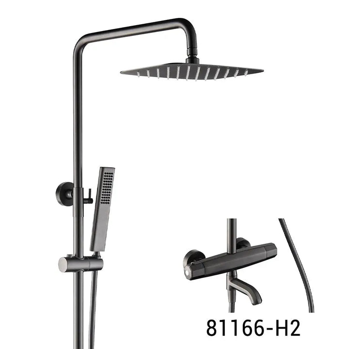 Bathroom Black Shower Set - Wall - Mounted Thermostatic 8" Adjustable - digital showerBathroomLux