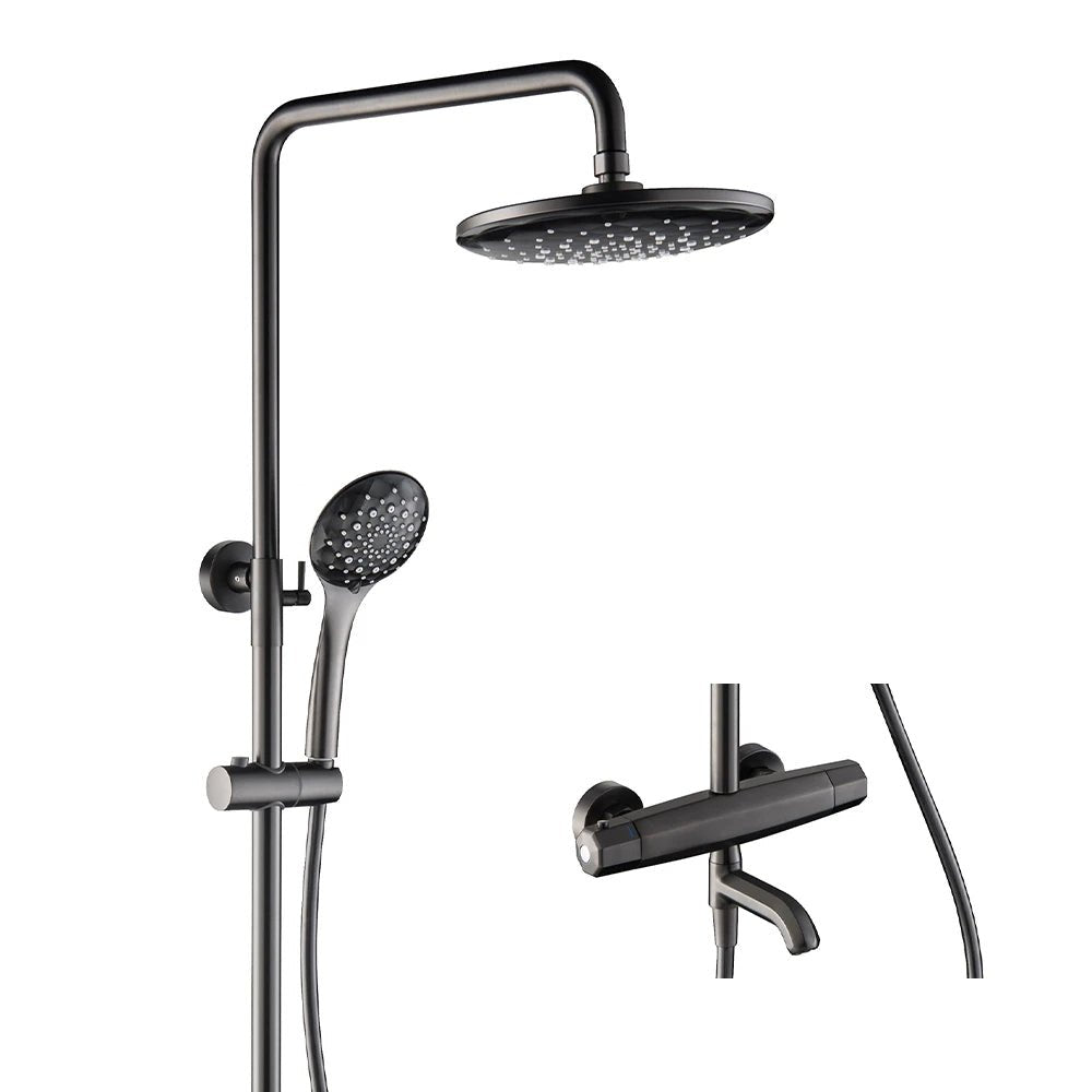 Bathroom Black Shower Set - Wall - Mounted Thermostatic 8" Adjustable - digital showerBathroomLux